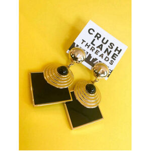 Gold and Black Geometric Earrings